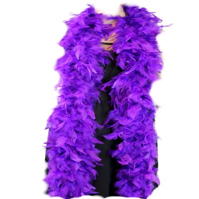 Flydreamfeathers 60 Gram, 2 yards Long Chandelle Feather Boa Great for Party, Wedding, Halloween Costume, Christmas Tree, Decoration(Purple Color_