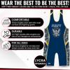 4 Time All American Sublimated Wrestling Singlet  Stitched & Durable Mens Singlet  Singlet for Wrestling, MMA & Powerlifting Wrestling Singlet Youth Boys (XS 71-90 lbs., US Navy) view 2