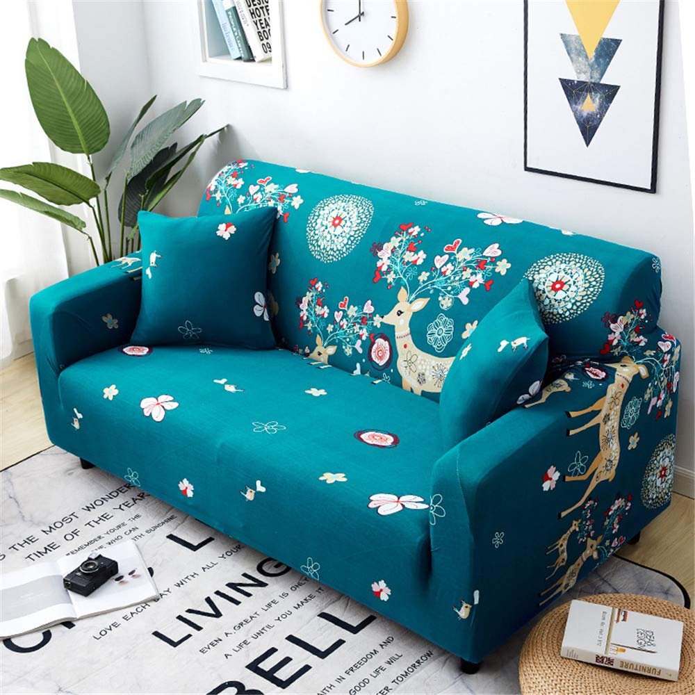 SXFSE Printed L Shaped Sofa Cover for Living Room, 2PCS Stretch Covers for Corner Sofa Slipcover Corner Sectional Chaise Longue Sofa