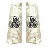 Compatible Replacement for 1911 Pearl Premium Gun Grips w/The Reaper for Colt Gov. & Clones Taurus, S&W, Springfield, Rock Island MOP Full Size w/Reaper Bonus 4 Gold Screws view 1
