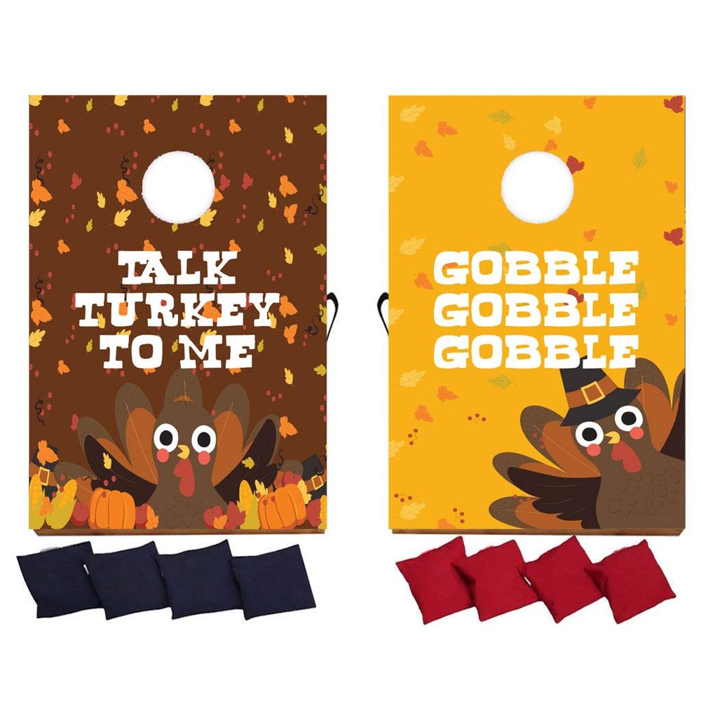 VictoryStore Thanksgiving Bag Toss Game Thanksgiving Cornhole Includes Bags (Talk Turkey to Me)
