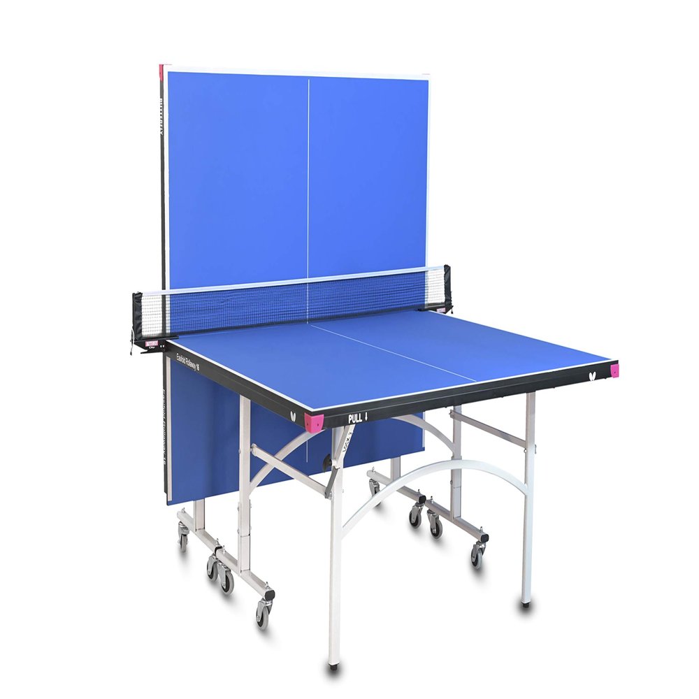 Butterfly Easifold 16 Ping Pong Table  Quick Assembly Ping Pong Table - Folding with Wheels  Compact Storage - 16mm Thick - Sturdy Frame - Playback Option