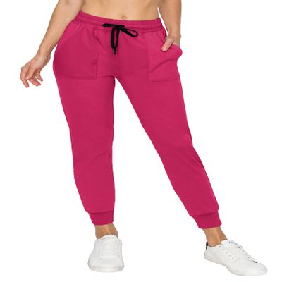 ALWAYS Women Soft Joggers Sweatpants - Track Cuff Pants with Pork Chop Pockets Deep Red XL