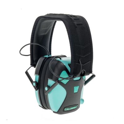 Caldwell E-MAX Pro Electronic Hearing Protection 23-24 NRR - Adjustable Lo Pro Earmuffs for Shooting, Hunting and Range, Aqua, Adult