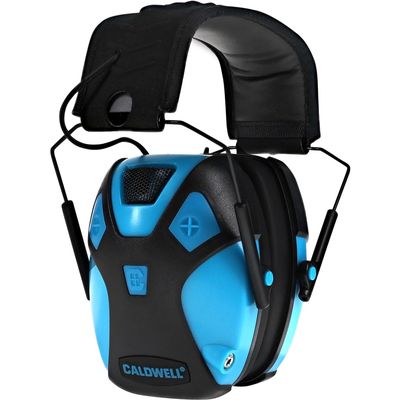 Caldwell E-MAX Pro Electronic Hearing Protection 23-24 NRR - Adjustable Lo Pro Earmuffs for Shooting, Hunting and Range, Neon Blue
