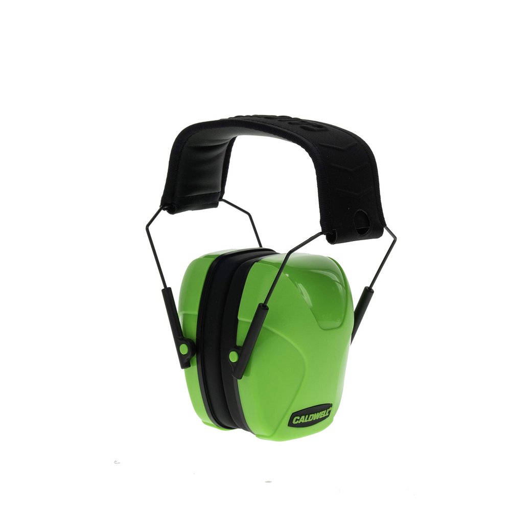 Caldwell Passive Hearing Protection Youth Neon Green 23 NRR - Adjustable Low Profile Earmuffs for Shooting, Hunting, Range