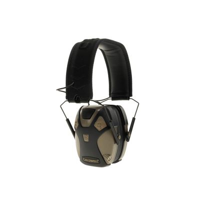 Caldwell E-MAX Pro Electronic Hearing Protection 23-24 NRR - Adjustable Lo Pro Earmuffs for Shooting, Hunting and Range, Brown
