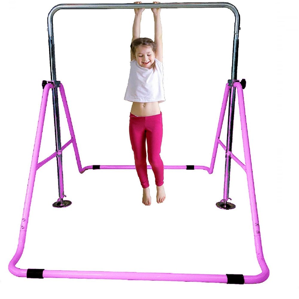 JungleKids Expandable Gymnastics Bars Junior Training Kip Bar Adjustable Height Horizontal Bars Children Folding Training Monkey Bars Child Gym Climbing Tower Playground Balance Bar for Kids Gymnasts