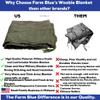 Farm Blue OD Green Army Camping Blanket Tactical Woobie Blanket Poncho Liner - Lightweight, Multifunctional, All Weather Blankets - Camping Gear, Backpacking and More Use - Olive Drab Green view 2