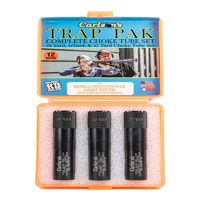 Carlson's Choke Tubes 12 Gauge Compatible for Benelli Crio Plus [ 3 Pack | Modified, Improved Modified & Full ] Blued Steel | Trap Pak Choke Tube | Made in USA
