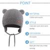 BAVST Baby Beanie Hat for Winter with Earfalp Cute Bear Kids Toddler Girls Boys Warm Knit Cap 0-2Years(Bear Ear- Light Grey,S) view 3