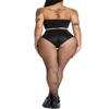 E-Laurels Womens High Waist Patterned Fishnet Tights Suspenders Pantyhose Thigh High Stockings Black (Black Fishnet Tights S_hole) view 3