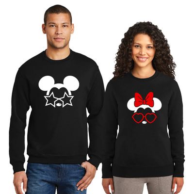 Natural Underwear Family Trip Couple Sweatshirt #1 with Stars Hearts Sunglasses Family Vacation Men Women Sweatshirts Sweaters Black Women Medium