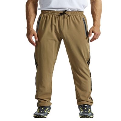 TBMPOY Men's Hiking Pants Quick Dry Lightweight Travel Track Running Active Jogger Sweatpants with Pockets Khaki XXL