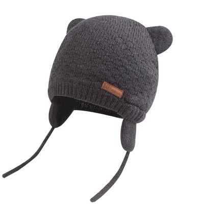 BAVST Baby Beanie Hat for Winter with Earfalp Cute Bear Kids Toddler Girls Boys Warm Knit Cap 0-2Years(Bear Ear- Dark Grey,M)