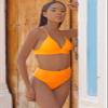 RELLECIGA Women's Orange High Cut High Waisted Bikini Bottom Size Medium view 2