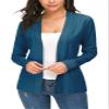 EXCHIC Women's Long Sleeve Open Front Cardigan Sweater Lightweight Casual Knit Sweaters (Indigo Blue, X-Large) view 2