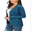 EXCHIC Women's Long Sleeve Open Front Cardigan Sweater Lightweight Casual Knit Sweaters (Indigo Blue, X-Large) view 3