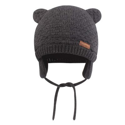 BAVST Baby Toddler Winter Beanie Warm Boys Girls Earflap Hat Infant Knit Caps Cute Bear Soft Cotton Lining for 0-36M(Grey-Dark,L)