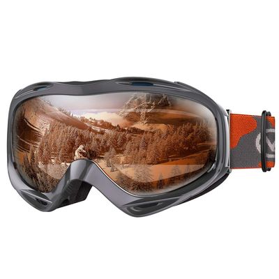 OutdoorMaster OTG Ski Goggles - Over Glasses Ski/Snowboard Goggles for Men, Women & Youth - 100% UV Protection (Pattern Frame + VLT 25% Orange Lens with REVO Silver)