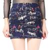 ebossy Women's Printed Stretchy Bodycon Tube Pencil Mini Skirt Clubwear (Medium, Navy)