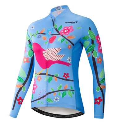 Cycling Jersey Long Sleeve Womens Mountain Bike Jersey Zip Shirts Road Bicycle Clothing Pro Team Sport Racing MTB Tops for Ladies Female Bouse Fall Autumn Breathable Pink Blue Size S