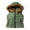 ZGZZ7 Women's Winter Warm Puffy Vests Fur Collar Quilted Hooded Puffer Coats with Candy Colors (Green, Small) view 1