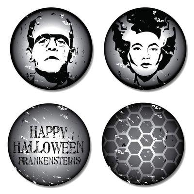 VictoryStore Halloween Coasters - Halloween Coaster Set Includes 4 Coaster Designs (12, The Frankenstein Family)