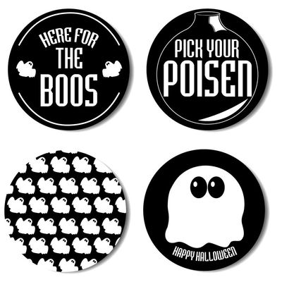 VictoryStore Halloween Coasters - Halloween Coaster Set Includes 4 Coaster Designs (12, Here for The BOOs)
