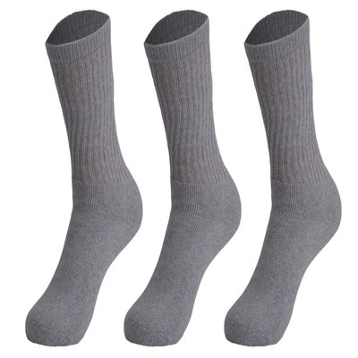 AWS/American Made Solid Cotton Cushion Crew Socks for Women 3 Pairs Casual Socks (Gray, 9-11)