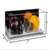 Better Display Cases Acrylic Double Mini - Miniature (not Full Size) Football Helmet or Mini Goalie Mask Display Case with Mirror Case, Silver Risers and White Base (A019-SR) view 2