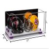 Better Display Cases Acrylic Double Mini - Miniature (not Full Size) Football Helmet or Mini Goalie Mask Display Case with Mirror Case, Purple Risers and White Base (A019-PR) view 2