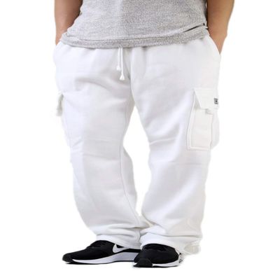 AIRNINE Men's Fleece Cargo Sweatpants Heavyweight S-6XL (White, 6X-Large)