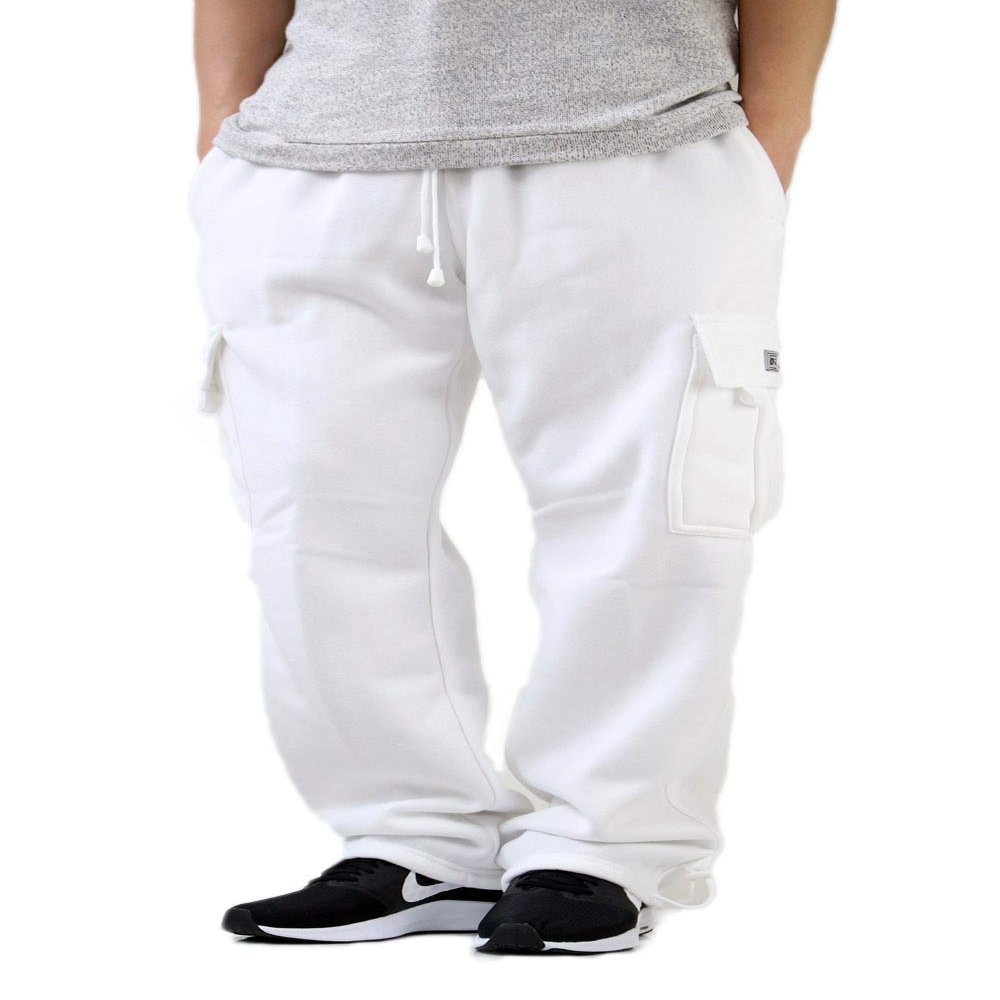 AIRNINE Men's Fleece Cargo Sweatpants Heavyweight S-6XL (White, 6X-Large)
