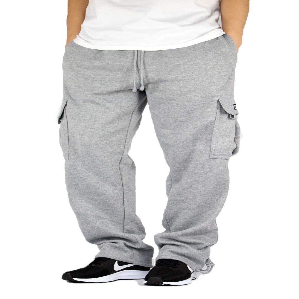 AIRNINE Men's Fleece Cargo Sweatpants Heavyweight S-6XL (Grey, 6X-Large)