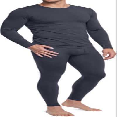 TSLA Men's Thermal Underwear Set, Microfiber Soft Fleece Lined Long Johns, Winter Warm Base Layer Top & Bottom, Soft Micro Fleece Dark Grey, XX-Large
