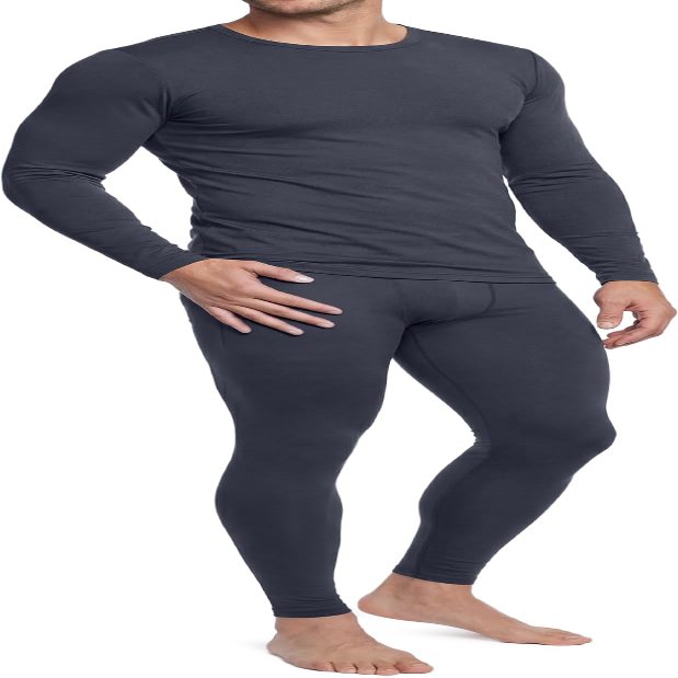 TSLA Men's Thermal Underwear Set, Microfiber Soft Fleece Lined Long Johns, Winter Warm Base Layer Top & Bottom, Soft Micro Fleece Dark Grey, XX-Large