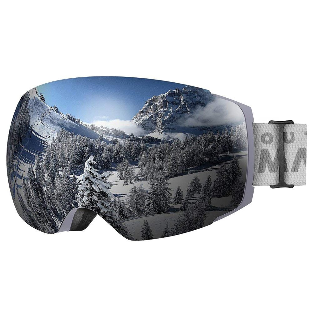 OutdoorMaster Ski Goggles PRO - Frameless, Interchangeable Lens 100% UV400 Protection Snow Goggles for Men & Women (Camo Frame VLT 10% Grey Lens with REVO Silver and Free Protective Case)