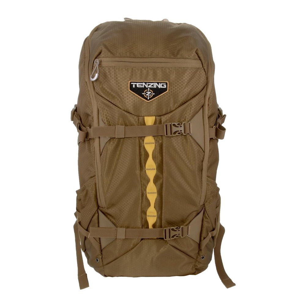 TENZING 2100 Whitetail Day Pack, Buckskin Tan Hydration Bladder Compatible Durable Camo Backpack with 4 Compartments & 15 Organizational Pockets for Hunting Gear and Equipment