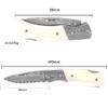 YOUSUNLONG Folding Pocket Knife - Overall 140mm - Japanese Damascus Steel Blade - Natural Bull Bone Handle with Leather sheath and natural walnut wooden knife box view 2