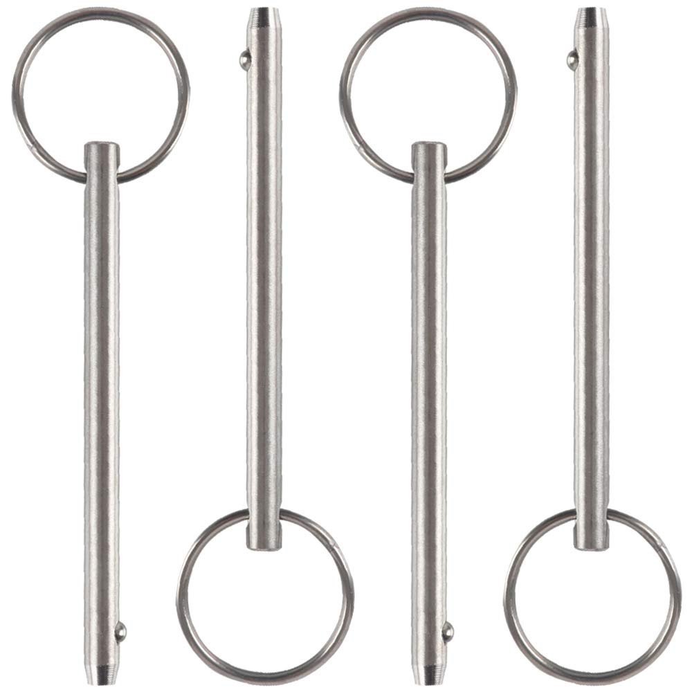 4 Pack Quick Release Pin, Diameter 1/4"(6.3mm), Overall Length 3.75"(95mm), Usable Length 3"(76mm), Full 316 Stainless Steel, Bimini Top Pin, Marine Hardware
