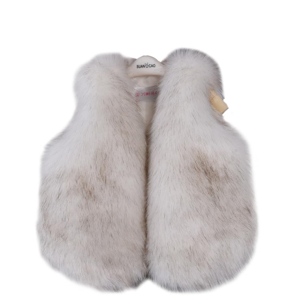 benetia Toddler Vest Girls Fur Faux White 4t