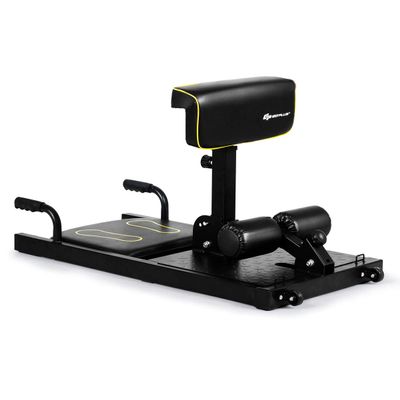 Goplus Deep Squat Machine, 8-in-1 Sissy Squat Fitness Equipment Functional Core Workout Training Sit Up & Push Up Leg Exerciser, with Anti-skid Measures, Soft PVC Cover, Handy Wheels (Black)