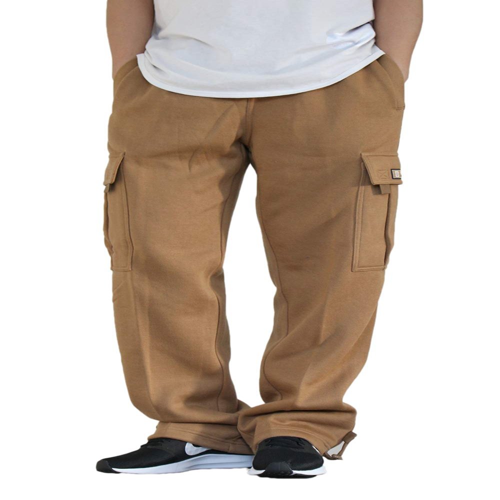 AIRNINE Men's Fleece Cargo Sweatpants Heavyweight S-6XL (Wheat, X-Large)