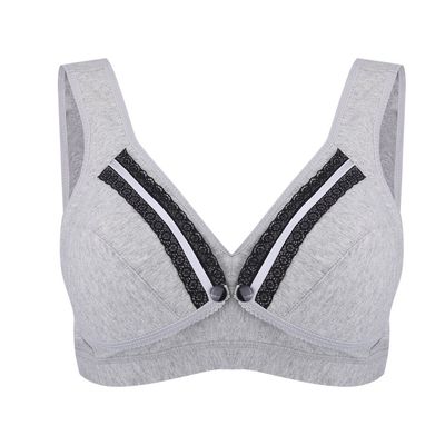 Women Seamless Nursing Bra, Soft Cotton Sleeping Maternity Breastfeeding Bra Pregnant Women Underwear(L Gray)
