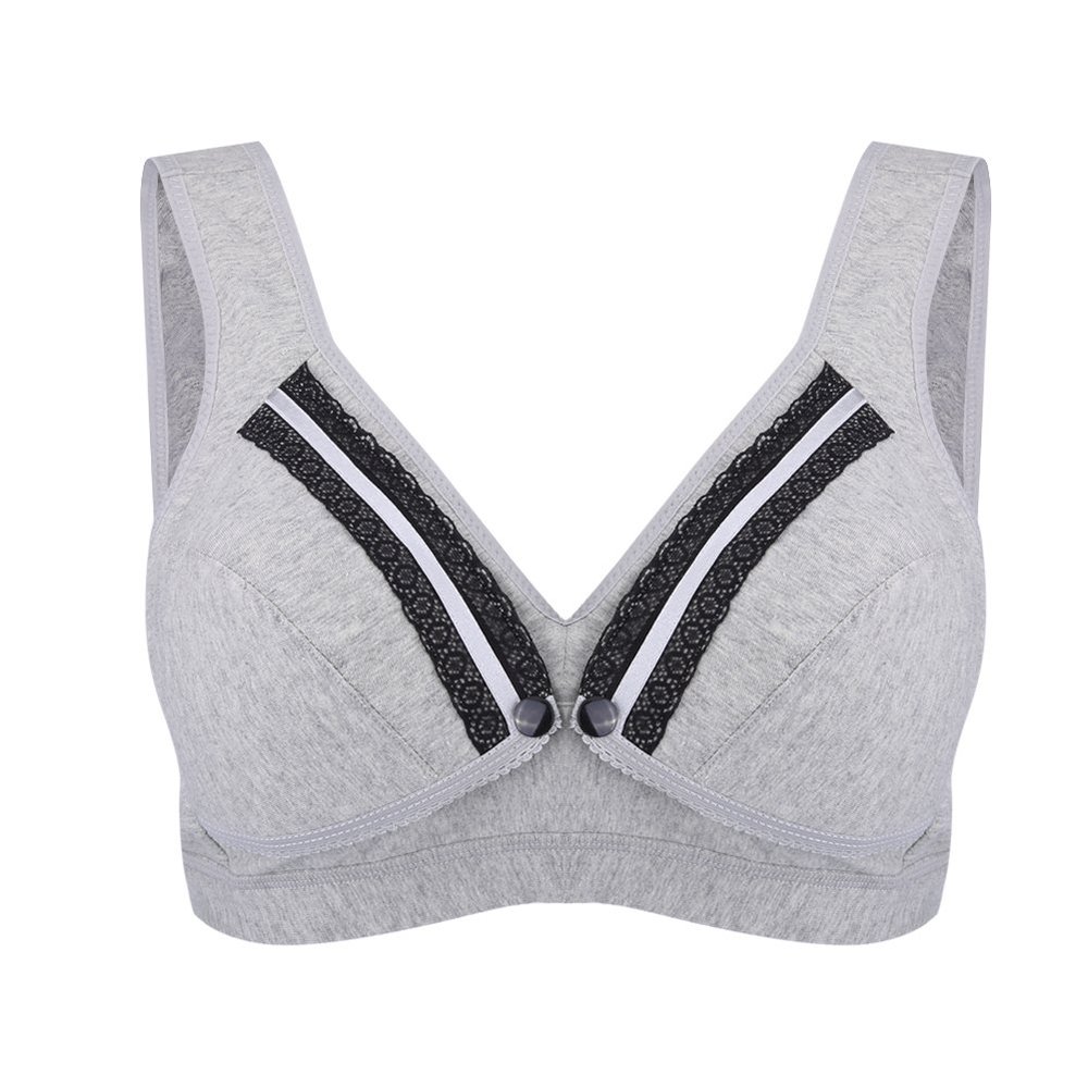 Women Seamless Nursing Bra, Soft Cotton Sleeping Maternity Breastfeeding Bra Pregnant Women Underwear(L Gray)