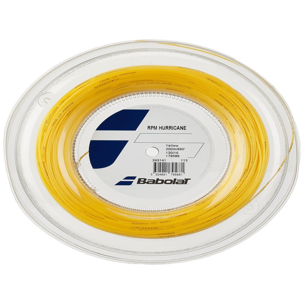 Babolat RPM Hurricane Tennis String - Yellow - 1.30mm/16G - 200m (660ft) Reel