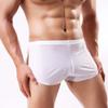 Swbreety Men's Sexy Lingerie Ice Silk Boxer Shorts Briefs Casual Loose Underwear White view 3