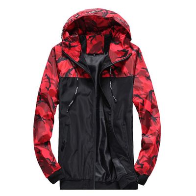 Muzboo Men's Hooded Windbreaker Lightweight Windproof Quick-Drying Zipper Camouflage Windbreaker