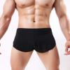Swbreety Men's Underwear Ice Silk Boxer Briefs Shorts Split Side Trunks Undies Black view 2